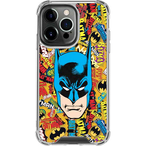 DC Comics Batman Mask Vintage Pattern iPhone 14 Pro Clear Case